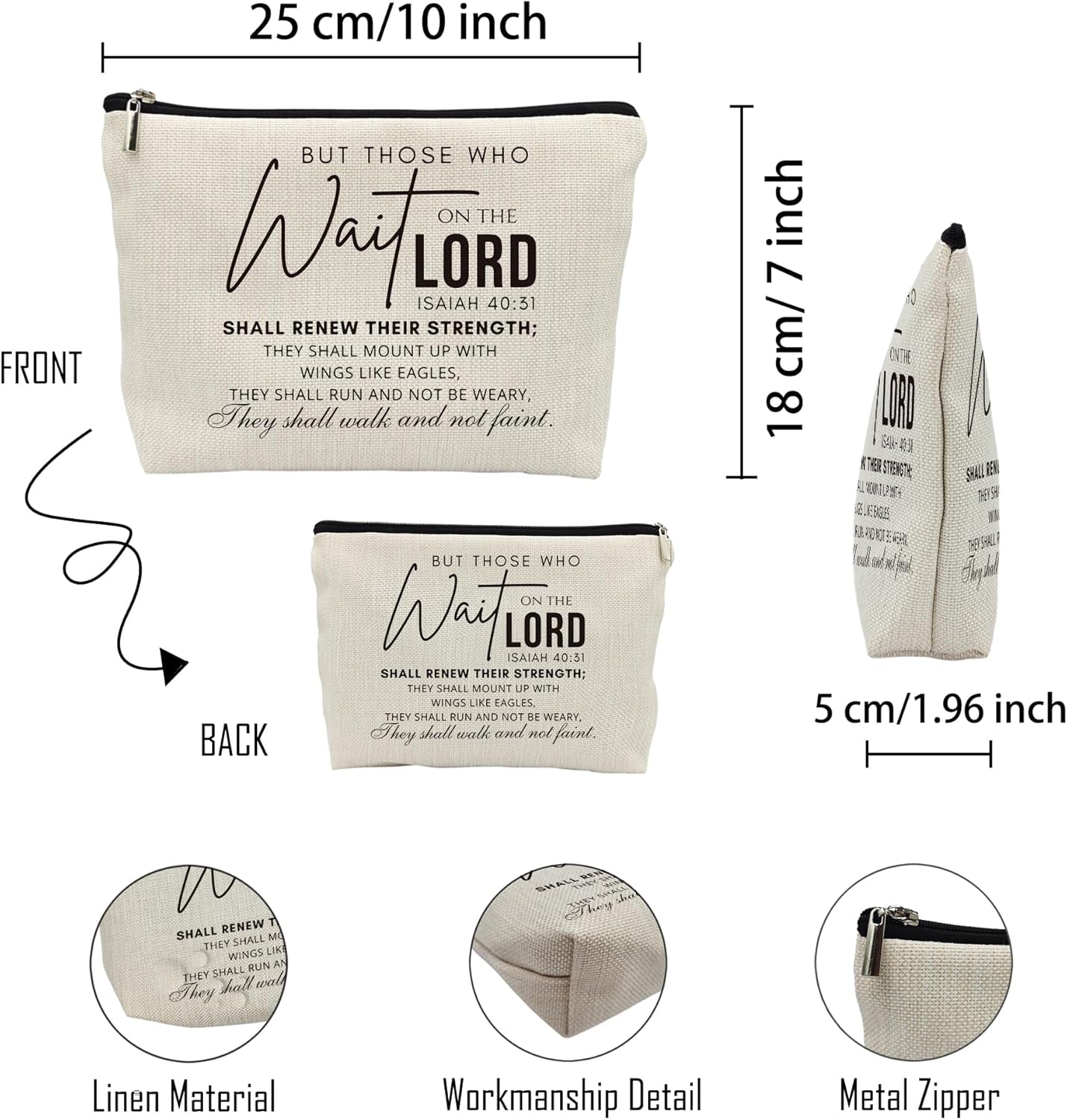 Christian Gifts for Women, Christian Makeup Bag, Inspirational Religious Bible Verse Make up Cosmetic Bag, Christian Cosmetic Bags Travel Makeup Pouch Gifts for Purse Women Girls