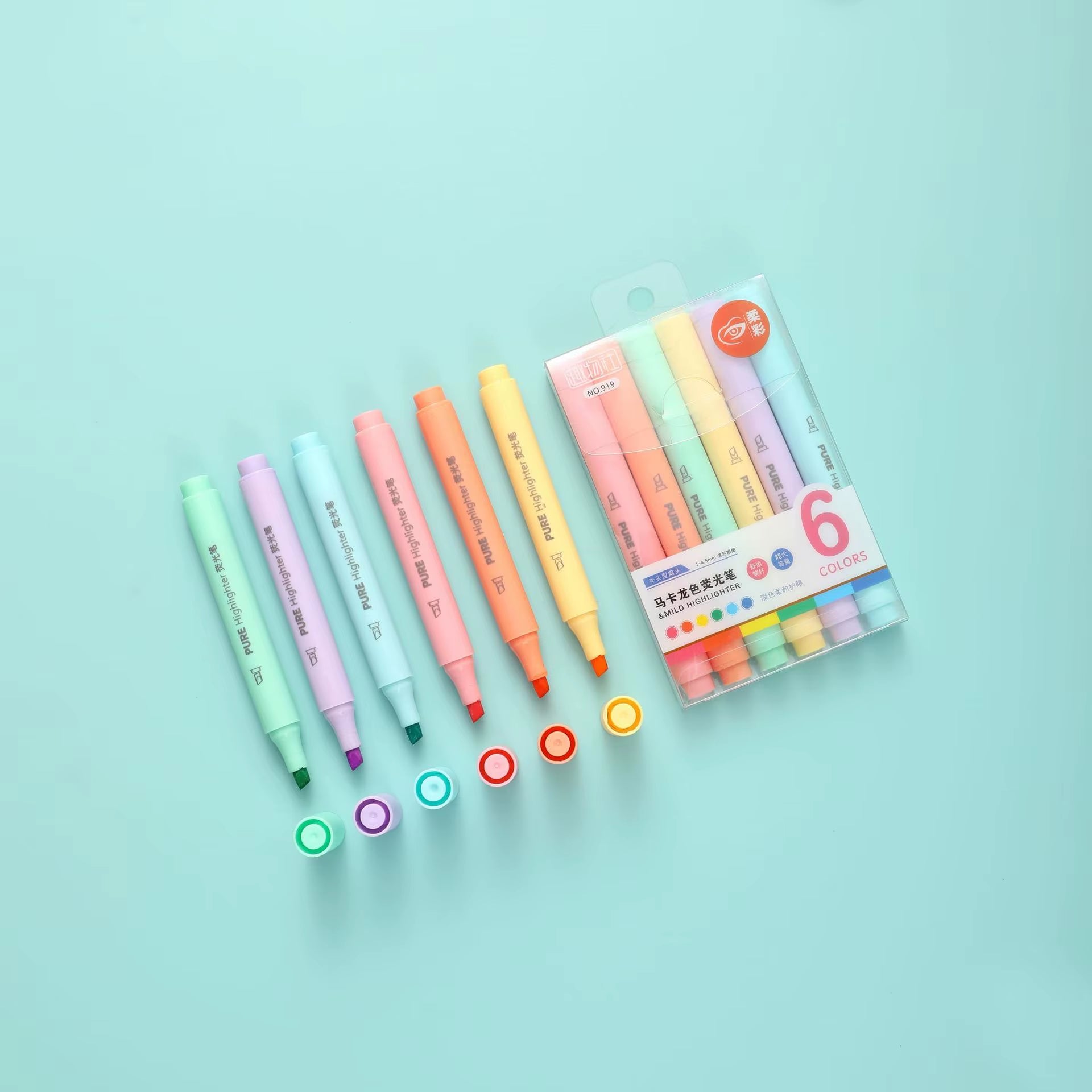6Pcs/Set Pastel Color Macaron Highlighter Pen Marker Pens Fluorescent Pen Drawing Highlighters Cute Stationery School Supplies