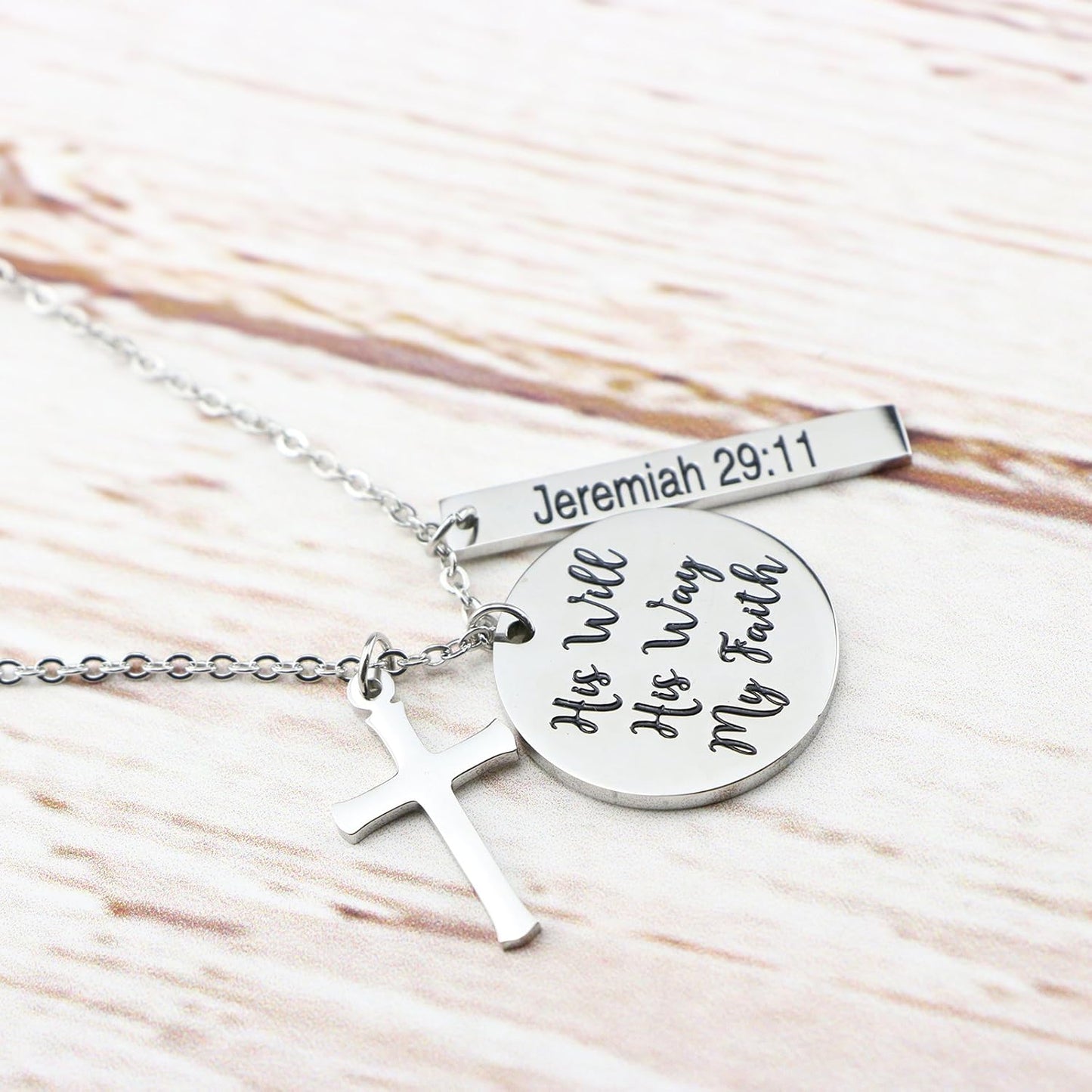 Bible Verse Cross Pendant 𝐂𝐡𝐫𝐢𝐬𝐭𝐢𝐚𝐧 𝐍𝐞𝐜𝐤𝐥𝐚𝐜𝐞𝐬 Prayer Charm Faith Religious Birthday Christmas Jewelry for 𝐖𝐨𝐦𝐞𝐧