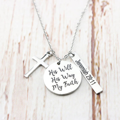 Bible Verse Cross Pendant 𝐂𝐡𝐫𝐢𝐬𝐭𝐢𝐚𝐧 𝐍𝐞𝐜𝐤𝐥𝐚𝐜𝐞𝐬 Prayer Charm Faith Religious Birthday Christmas Jewelry for 𝐖𝐨𝐦𝐞𝐧